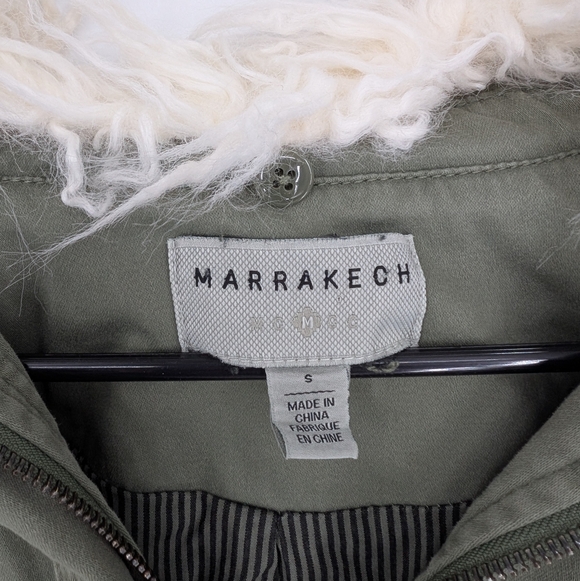 Anthropologie Marrakech Utility Military Jacket Faux Fur Collar Army Green - Picture 6 of 7